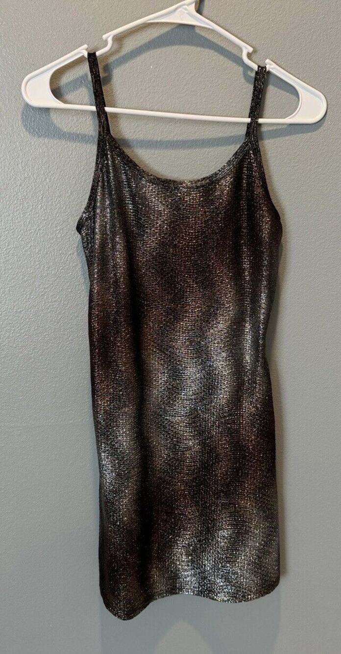 BKE Mixed Metal Camisole Mini Dress Size S Black Gold Silver